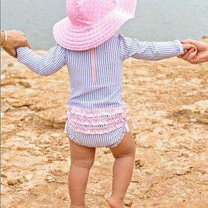 Ruffle Butts Rash Guard Bathing Suit Set Toddler Girl 2T and Baby Girl 18-24M